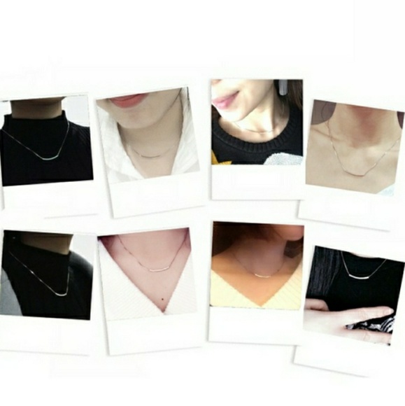 Minimalist Simple 925 Silver Silver Bar Necklace - Picture 6 of 6